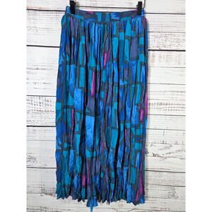 VTG Peter Popovitch Pleated Skirt Geometric Abstract Print 80s 90s Boho Medium
